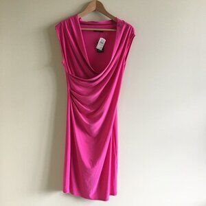 NEW Tahari‎ faux wrap midi dress sleeveless pink
